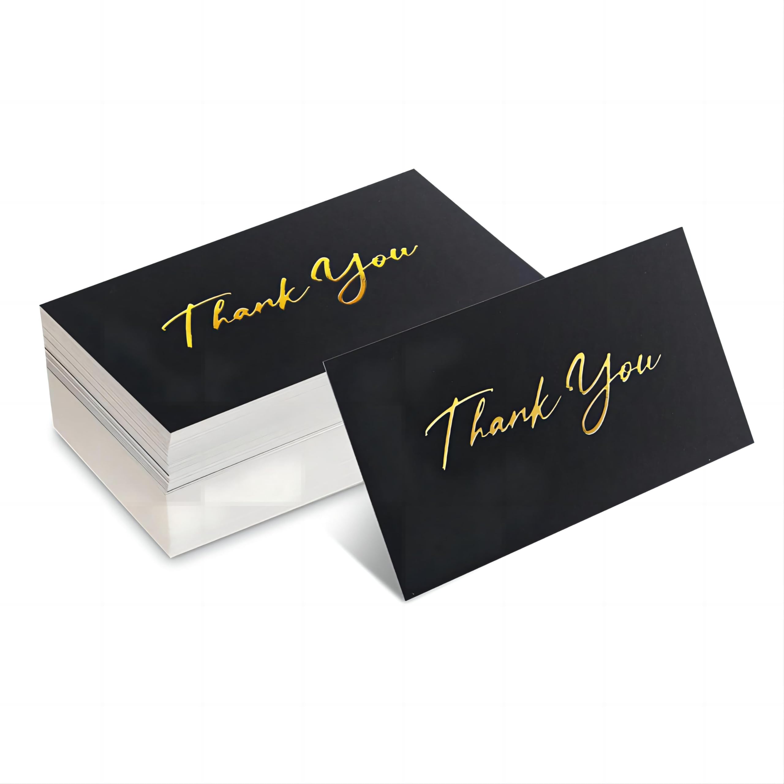 2x3.5 Inch 120-Pack Black Mini Thank You Cards with Gold Foil Text for Small Businesses, Flat, No-Fold Design - Elegant Customer Appreciation, Support Acknowledgement Cards