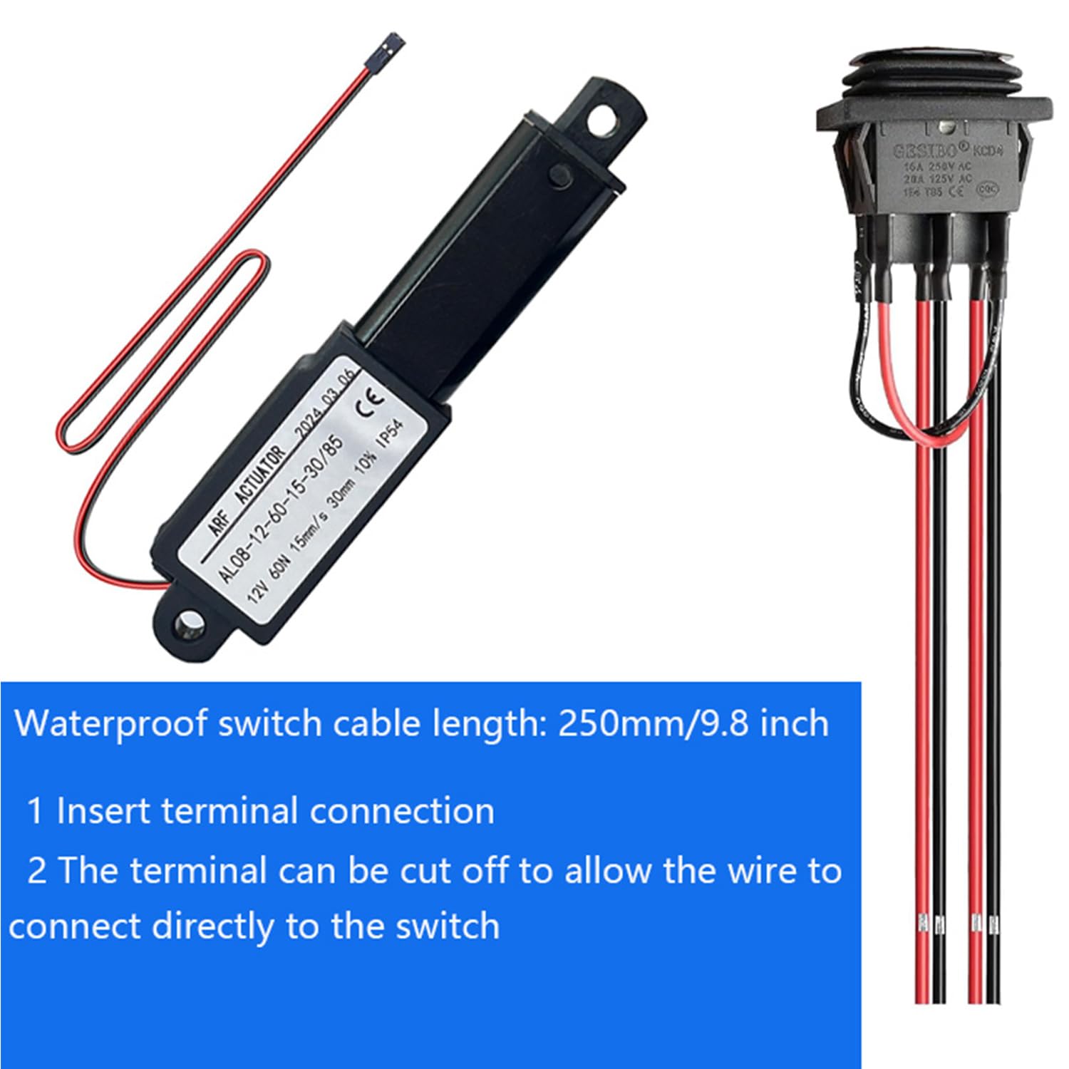 URANT Mini 12V 1.2 "Stroke Electric Linear Actuator, 60N(13.4Lbs),Speed 15mm/s Linear Motion Actuator,Waterproof Linear Actuator with Waterproof Switch and Bracket,for Window Ppener,Robot (30mm)