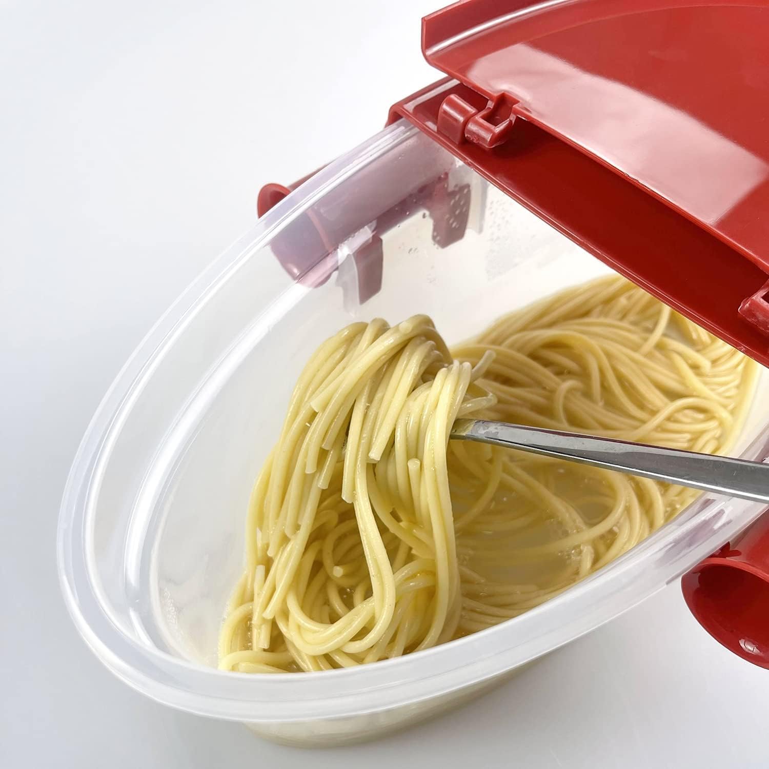 Microwave Pasta Boat with Strainer Pasta Cooker for Pasta, Rice, Vegetables, Chicken