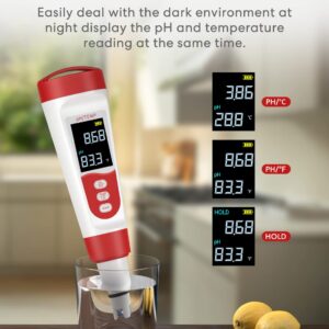 meross PH Meter, Digital PH Meter for Water Hydroponics with ATC, IP67 PH/Temp 2 in 1 Tester Pen with 0-14 PH Measurement Range, 0.01PH High Accuracy Mini Pen for Pool, Drinking Water