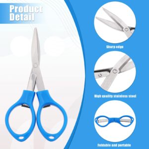 3 PCS Small Folding Scissors Portable Paper Cutter Scissors Fabric Keychain Scissors Stainless Steel Travel Scissors Safety Retractable Glasses-Shaped Mini Shear for Embroidery Crafts Cutting Sewing