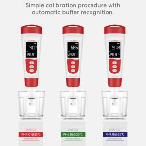 meross PH Meter, Digital PH Meter for Water Hydroponics with ATC, IP67 PH/Temp 2 in 1 Tester Pen with 0-14 PH Measurement Range, 0.01PH High Accuracy Mini Pen for Pool, Drinking Water