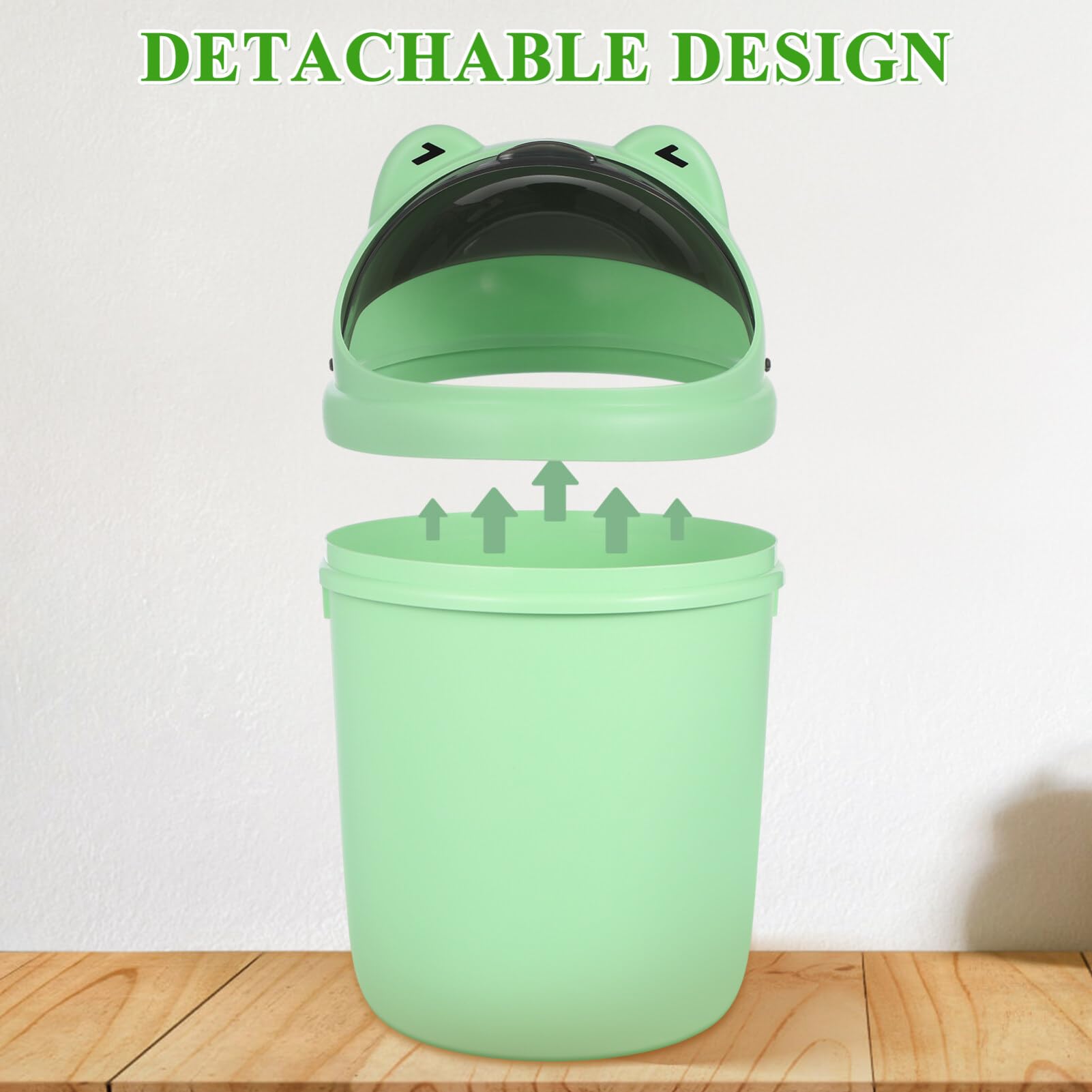 IMIKEYA Mini Frog Trash Can Cute Small Trash Can with Lid Flip Plastic Desktop Trash Can Waste Basket for Bathrooms, Kitchens, Offices, Dressing Table