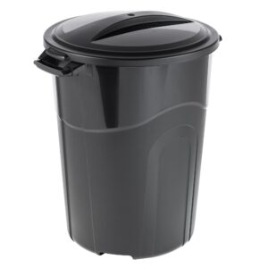 bcwyo 32 gallon heavy duty plastic garbage can, included lid, indoor/outdoor, black