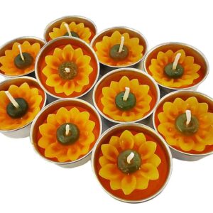 HukDok Flower Shape Tealight Candles for Birthday Party Home Décor Spa Wedding Anniversary Valentine's Day Mother's Day Celebration Baby Shower Decoration. (Sunflower)