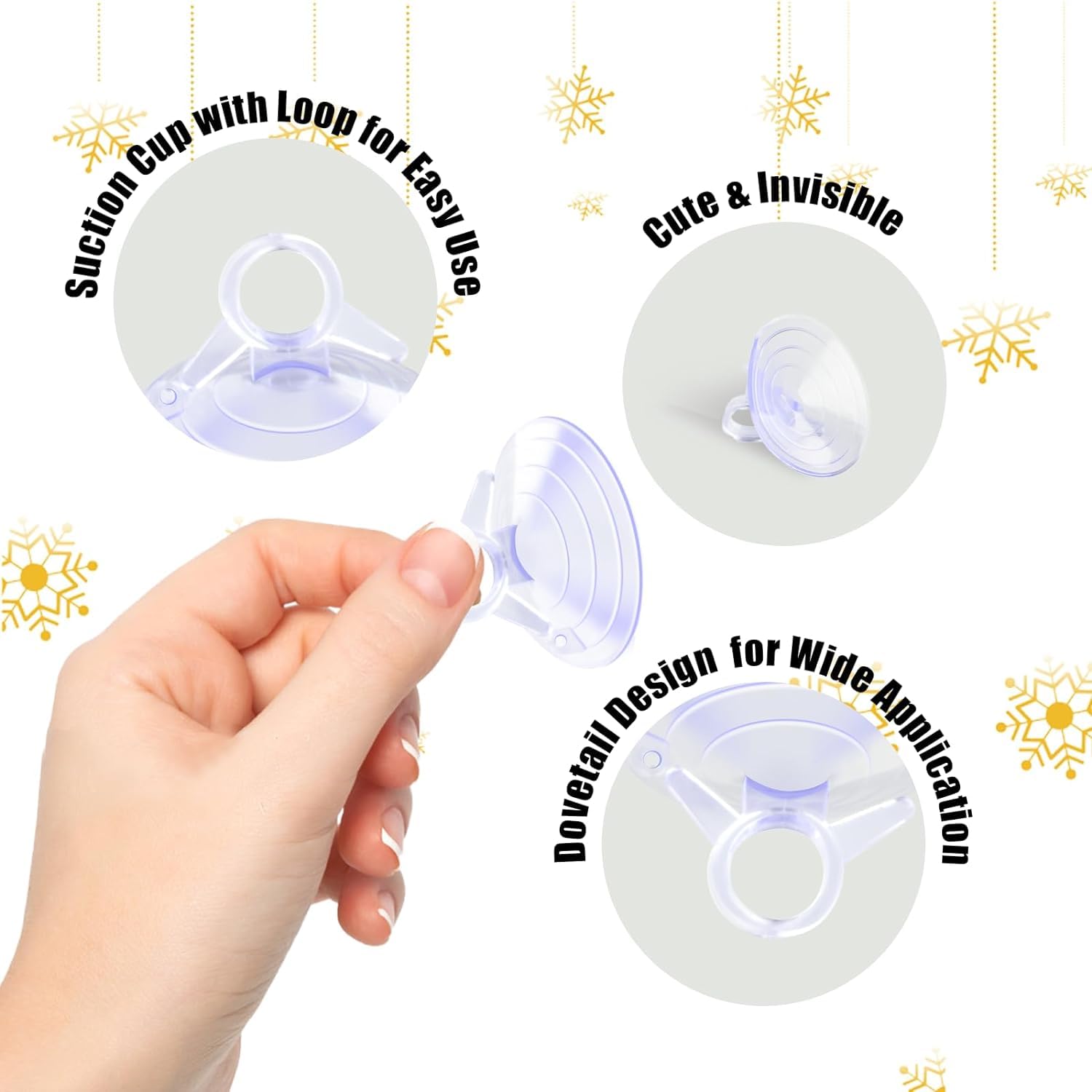 AccEncyc 24Pcs Suction Cups with Loops Window Suckers with Ring Car Glass Windshield Sunshade Suction Cups Aquarium Heater Suction Cups Glass Suction Pads for Seasonal Xmas Decorations (Clear)