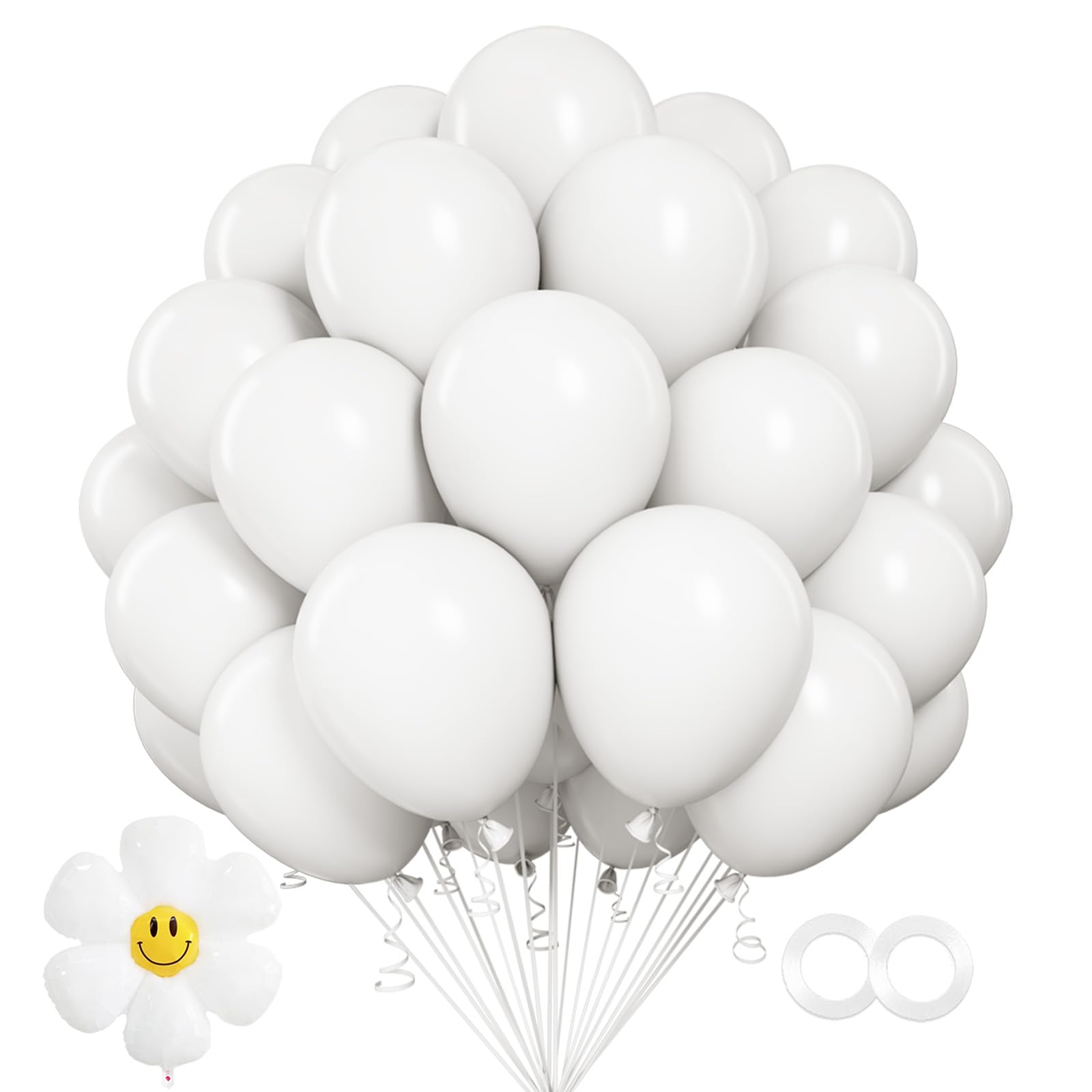 White Balloons,100 pcs 12 Inch White Latex Balloons,Matte White Balloons for Party Decoration,Birthday Decoration,Wedding, Baby Shower,Holiday Decoration（White Balloons）