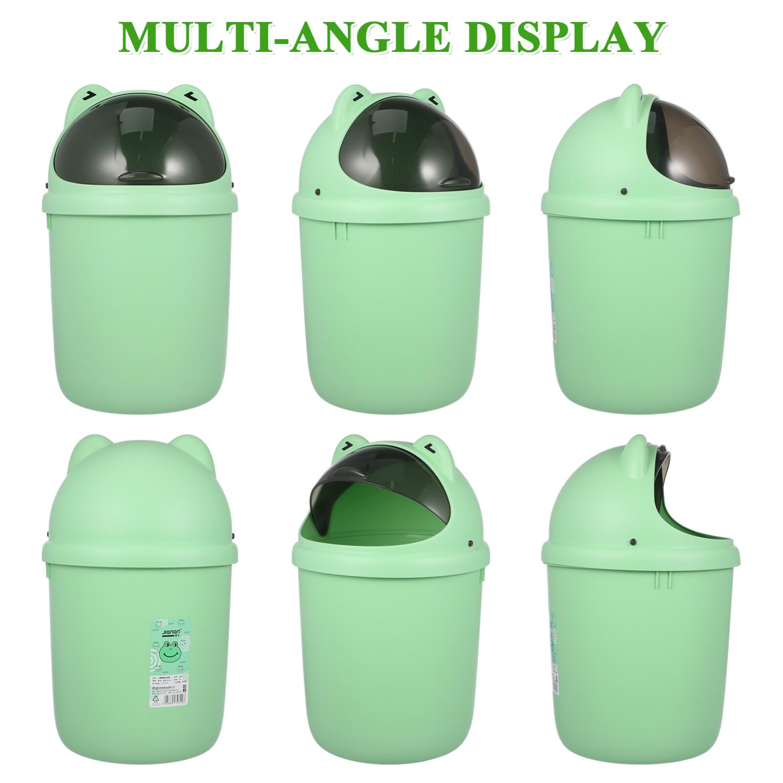 IMIKEYA Mini Frog Trash Can Cute Small Trash Can with Lid Flip Plastic Desktop Trash Can Waste Basket for Bathrooms, Kitchens, Offices, Dressing Table