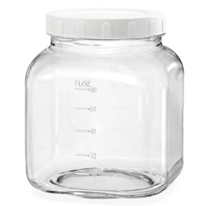 large glass jars 102 oz wide mouth gallon mason jars with airtight lid, durable glass food storage jars, clear quart mason jars for canning, fermenting, pickling, storing