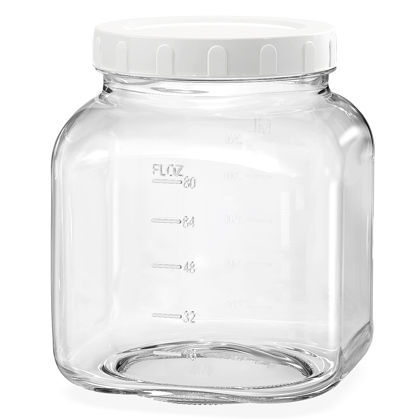 Large Glass Jars 102 oz Wide Mouth Gallon Mason Jars with Airtight Lid, Durable Glass Food Storage Jars, Clear Quart Mason Jars For Canning, Fermenting, Pickling, Storing