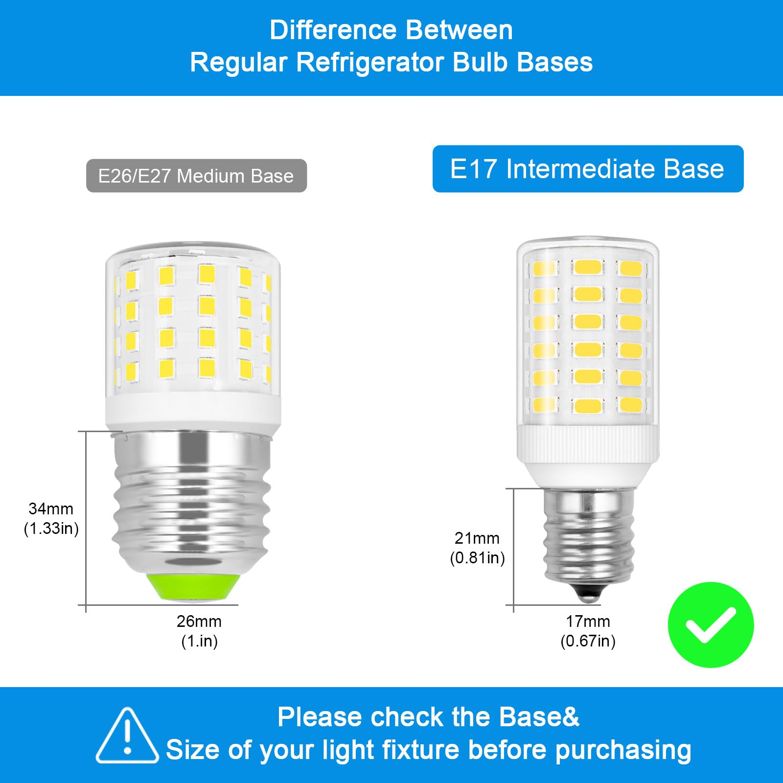 Freezer Light Bulb Replacement Kei D28a Kel 2811 E17 Led Bulb Intermediate Base Light Bulbs Kei D28x Kel 2816x Refrigerator Bulb Fridge Light Bulb 100-265V White 800LM (Pack of 1)