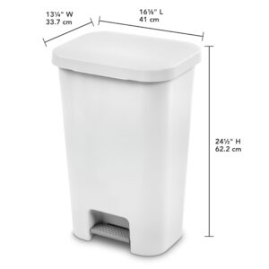 BCWYO 11.9 Gal. StepOn Wastebasket Plastic, White