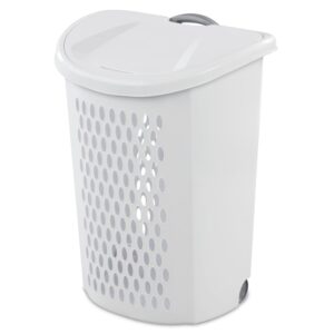 bcwyo ultra™ wheeled hamper plastic, white