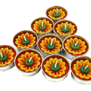 HukDok Flower Shape Tealight Candles for Birthday Party Home Décor Spa Wedding Anniversary Valentine's Day Mother's Day Celebration Baby Shower Decoration. (Sunflower)