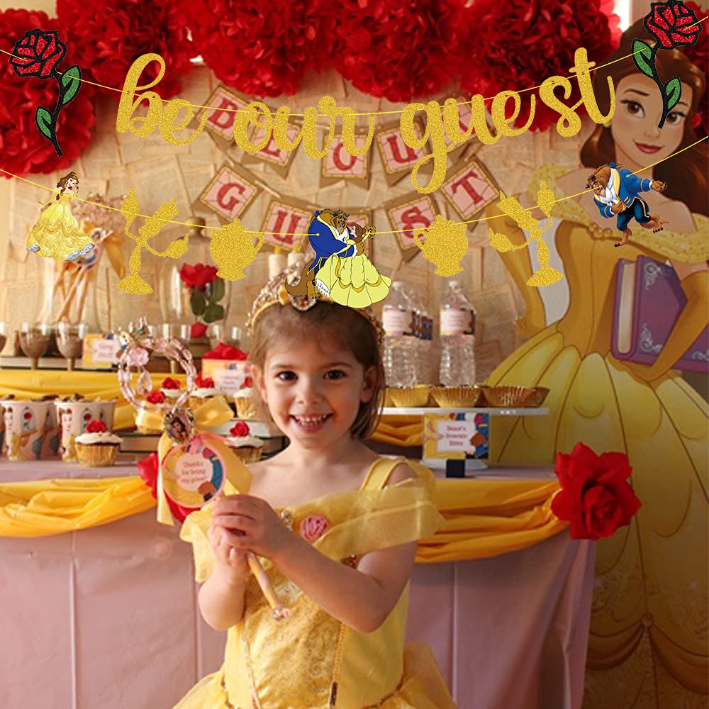 Beauty and the Beast Banner, Be Our Guest Birthday Decorations Birthday Bachelorette Engagement Bridal Shower Baby Shower Birthday Party Beauty and the Beast Banner Party Supplies