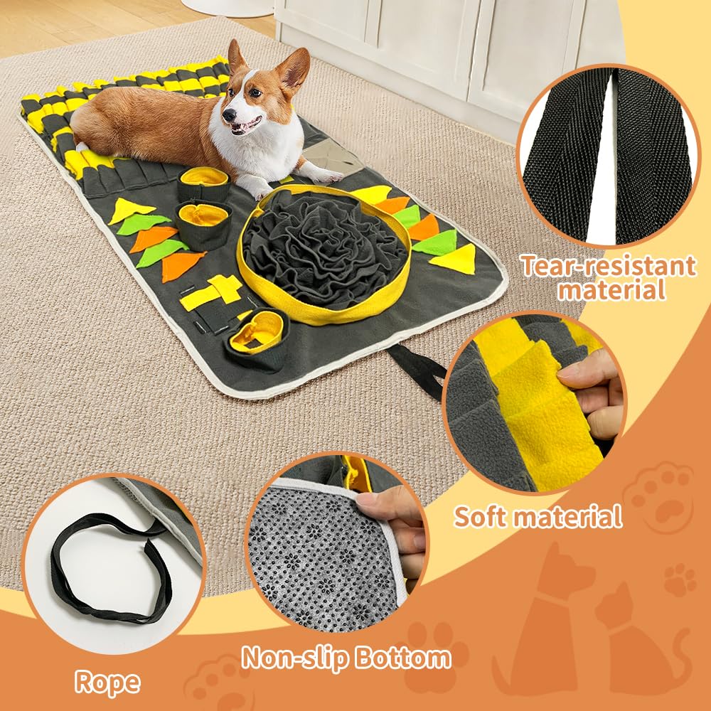 elecacc Snuffle Mat for Dogs, 19.7"×31.5" Snuffle Mat for Dogs Large Breed for Dogs/Cats/Rabbits Encourages Natural Foraging Skills & Mental Stimulation, Big Dog Snuffle Mat & Small Dog Snuffle Mat