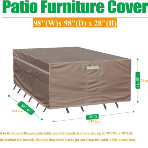 Garden Balsam Heavy Duty Waterproof Patio Furniture Covers,Fade Resistant Outdoor Table and Chair Covers Square 98" Wx 98" D x 28" H Brown