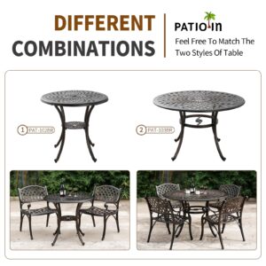 PATIO-IN Cast Aluminum Patio Dining Chairs Set of 2 Outdoor Patio Bistro Chairs with Armrest,Metal Patio Furniture Chair Set for Garden,Patio Chair Bronze