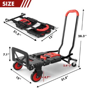 Fuelio 2 in 1 Folding Hand Truck Dolly Cart - Foldable Hand Truck for Moving Collapsible Hand Truck with Wheels Heavy Duty Hand Truck Dolly Cart - Ideal for Moving and Delivery