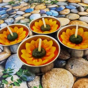 HukDok Flower Shape Tealight Candles for Birthday Party Home Décor Spa Wedding Anniversary Valentine's Day Mother's Day Celebration Baby Shower Decoration. (Sunflower)