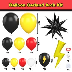 Red Black Yellow Balloon Garland Arch Kit,Cartoon Game Birthday Party Decorations,Cartoon Theme Latex Balloon Arch For Cartoon Ball Baby Shower Birthday Party Supplies