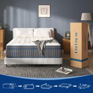 California King Mattress,14 Inch Medium Plush Hybrid Mattress,Cooling Gel Memory Foam with Individually Pocket Springs,Soft Fabric Mattress Cal King size for Pressure Relief,Mattress in box