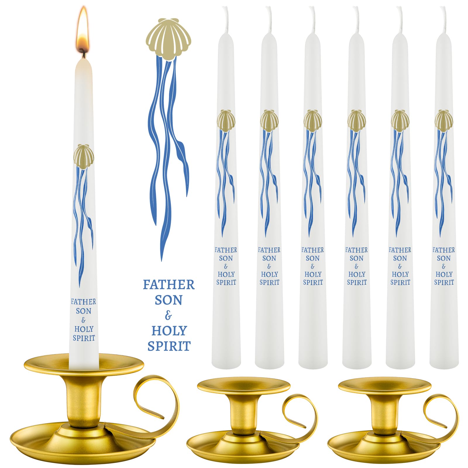 Conelist 6 Baptism Candle 2 Candle Holder Velas para Bautizo Catholic Baptism Gifts Religious Baptismal Taper Candle Baptism Baby Shower Favors Holy Communion Christening Favors