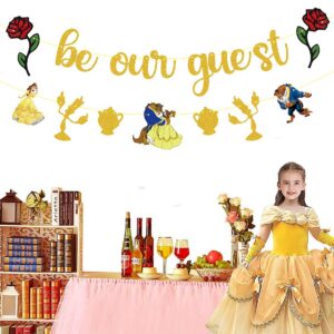 Beauty and the Beast Banner, Be Our Guest Birthday Decorations Birthday Bachelorette Engagement Bridal Shower Baby Shower Birthday Party Beauty and the Beast Banner Party Supplies