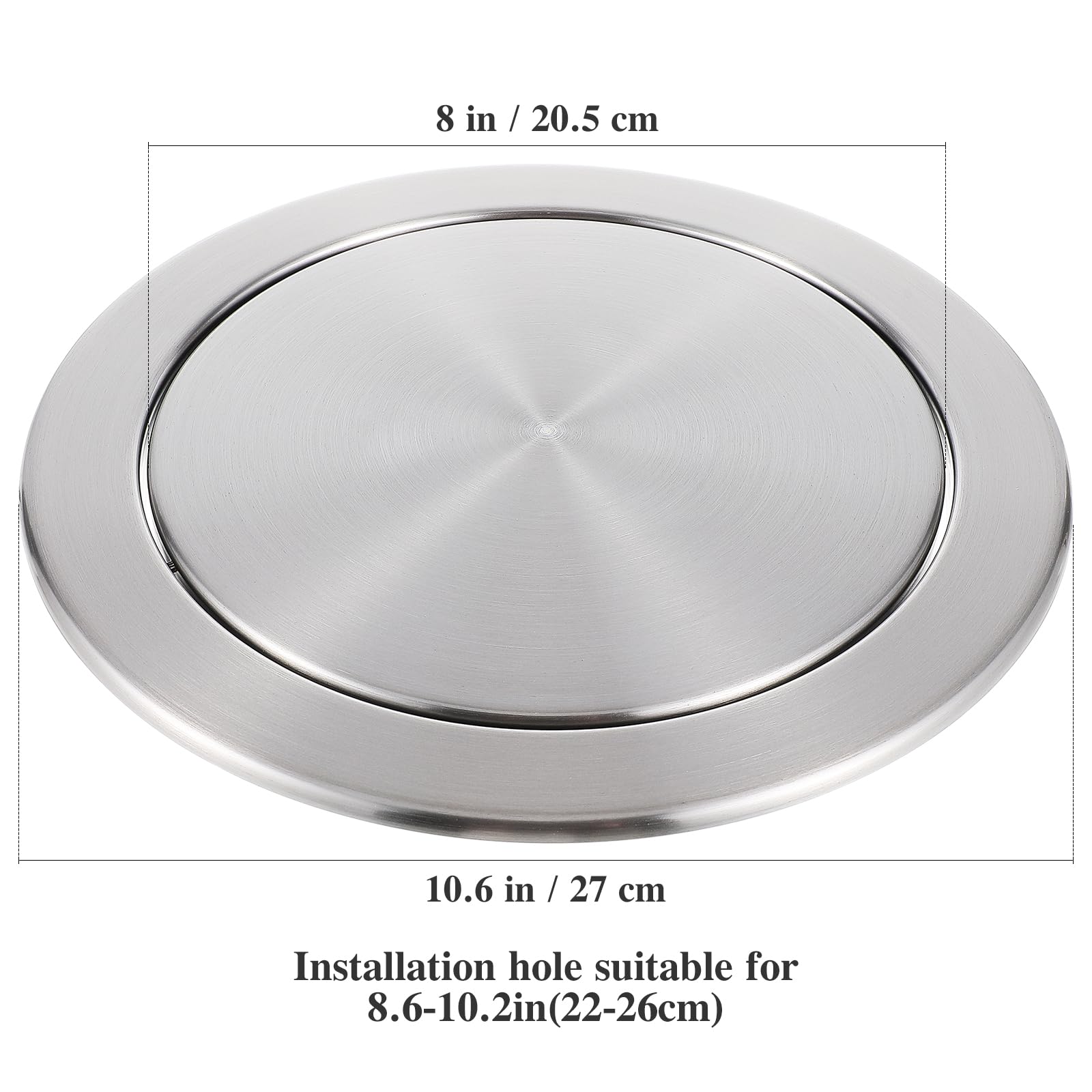 Generic Trash Can Lid:Embedded Countertop Built-in Trash Chute Round Cover Stainless Steel Round Trash Grommet for Kitchen Bathroom Countertop, Silver, 0023O98B16C