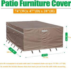 Garden Balsam Heavy Duty Waterproof Patio Furniture Covers,Fade Resistant Outdoor Table and Chair Covers Rectangular 74" Wx 47" D x 28" H Brown