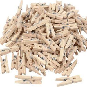 25pcs Wooden Clothespins with Close Wire Springs Wooden Natural Mini Clothespin for Photo, Clothes, Hanging, Drying (3.7X 0.4 Inch), JD2108302351