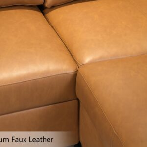 EASE MOOSE Modular Sleeper Sofa Bed Sectional Couch with Storage, Faux Leather Modular Couch Sectional Sofa, Brown