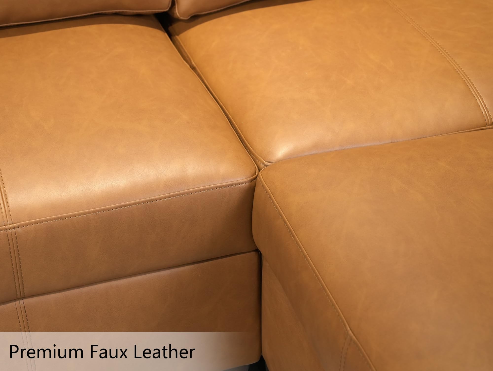 EASE MOOSE Modular Sleeper Sofa Bed Sectional Couch with Storage, Faux Leather Modular Couch Sectional Sofa, Brown