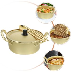 1 Set Instant Noodle Pot Korean Ramen Noodles Non Japanese Spoon Everyday Pan Hot Pot Korean Noodles Clay Cooking Double Korean Ramen Cookware Container Jumpsuit Household Aluminum