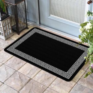 ALAGEO Doormat Geometric Greek Key Design Welcome Mat Entrance Floor Mat Black Door Mar Indoor Outdoor Entrance Floor Mat Non Slip Rubber Mat 24 x 36 inch