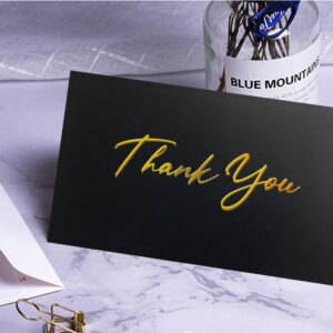 2x3.5 Inch 120-Pack Black Mini Thank You Cards with Gold Foil Text for Small Businesses, Flat, No-Fold Design - Elegant Customer Appreciation, Support Acknowledgement Cards