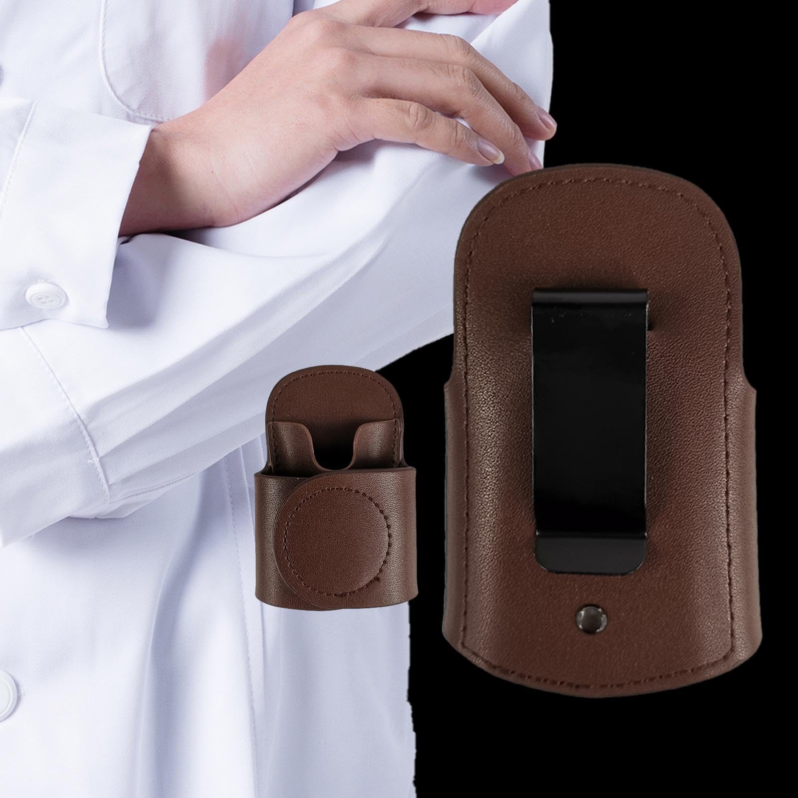 Stethoscope Clip Stethoscope Hip Holder Nurses Premium Universal for Waist Belt Protective Case Stethoscope Holder Hip Clips, Brown