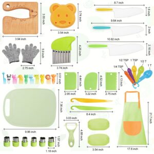 50PCS Kids Knife Set for Real Cooking, Kids Kitchen Knives with Toddler Cutting Board Apron Gloves Peeler Crinkle Cutters Kid Proof Kitchen Tools, Little Chef Knifes Gifts for 2 - 8 Years Old