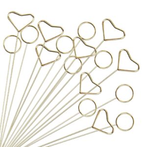 40pcs floral card holder picks, 11.8 inch metal floral picks picture holders, gold round floral place gift card holder card holder stick, gift card holder for bouquets, wedding, party