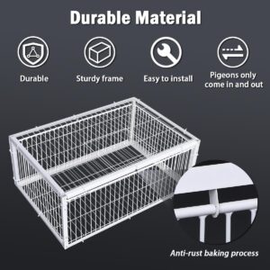 Quaocens Pigeon Traps with Four Channel One Way Entrance,Pigeon Cage with Anti-Escape Slot,Portable Easy to Assemble Outdoor Bird Cage for Rooftops Patios Gardens Balcony Farms Warehouses