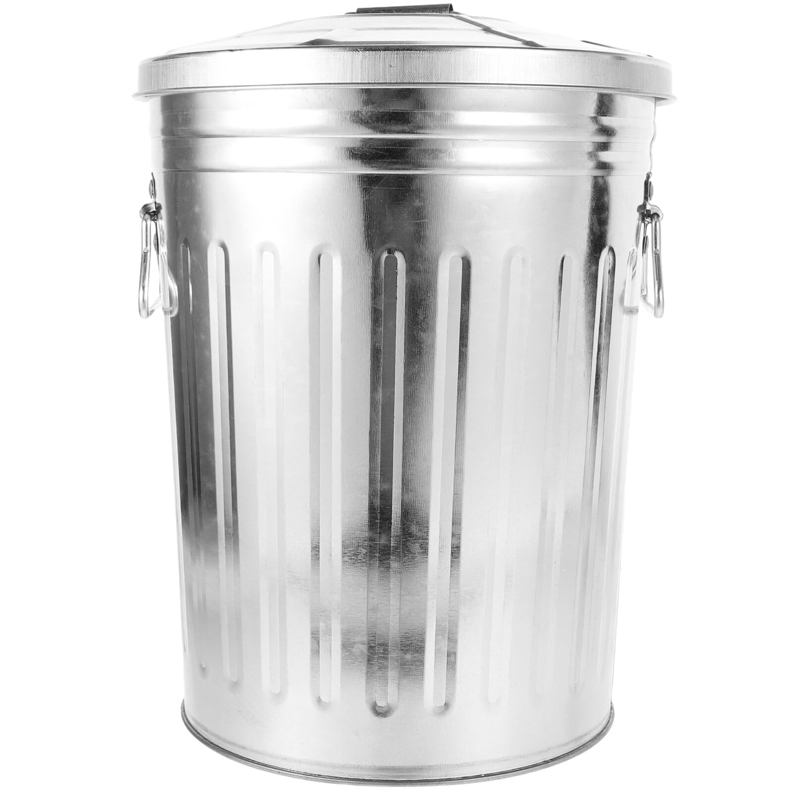 Kichvoe Galvanized Trash Can Metal Round Trash Can with Lid 8L Wastebasket Garbage Container Bin Garbage Can Recycle Bin for Bathroom Powder Room Bedroom Kitchen