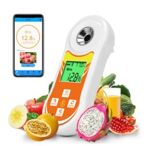 smart brix refractometer, yinmik digital brix (0-60%) tester, sugar temperature meter with atc, portable brix meter for fruit, home wine & beer brewing, coffee, maple syrup, juice, food, vegetable