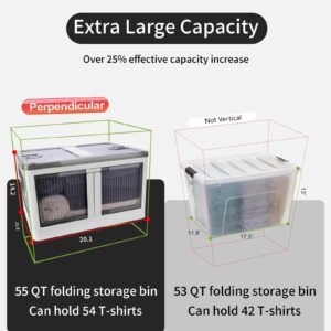 serapy Large Plastic Storage Bins with Lids, 43 Gal Foldable Storage Box with Strong Load Bear, Stackable Storage Containers with 5 Doors Open and Wheels,Storage Organizer For Home Organized