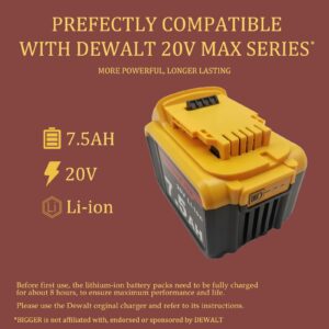 20V 7.5Ah Battery Replacement for Dewalt 20V MAX XR Battery, Compatible wiht DCB205 DCB206 DCB204 DCB203 DCB208, used for DeWalt 20V Cordless Power Tools, 1 Pack