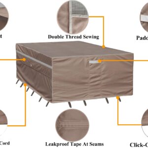 Garden Balsam Heavy Duty Waterproof Patio Furniture Covers,Fade Resistant Outdoor Table and Chair Covers Large Square 126"Wx 126"D x 28"H Brown