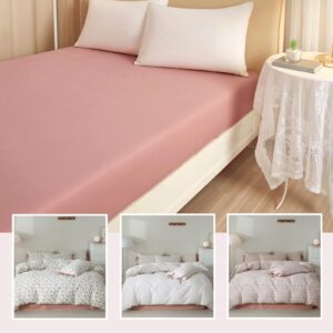 Twin Fitted Sheet Only,100% Cotton Blush Pink Bottom Sheet with 15" Deep Pocket,Comfortable and Breathable Mattress Cover for Girls Women