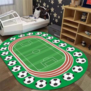 Puyosvr Soccer Field Area Rug,6x8ft, Green Sports Football Printing rugs, Children'S Room Game Small Carpet Indoor Non-Slip Washable Carpet,for BoysBedroom Game Room Kindergarten Living Room Kitchen