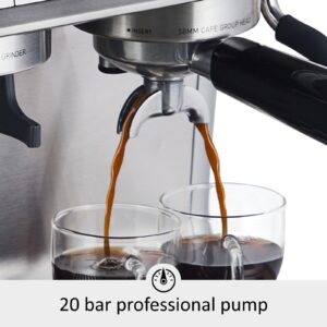 CuisinAid Espresso Machine, 20 Bar Espresso Maker With Grinder, Milk Frother, Steam Wand, Coffee Maker With 2.8L Removable Water Tank For Home Capuchinos, Latte, Gift