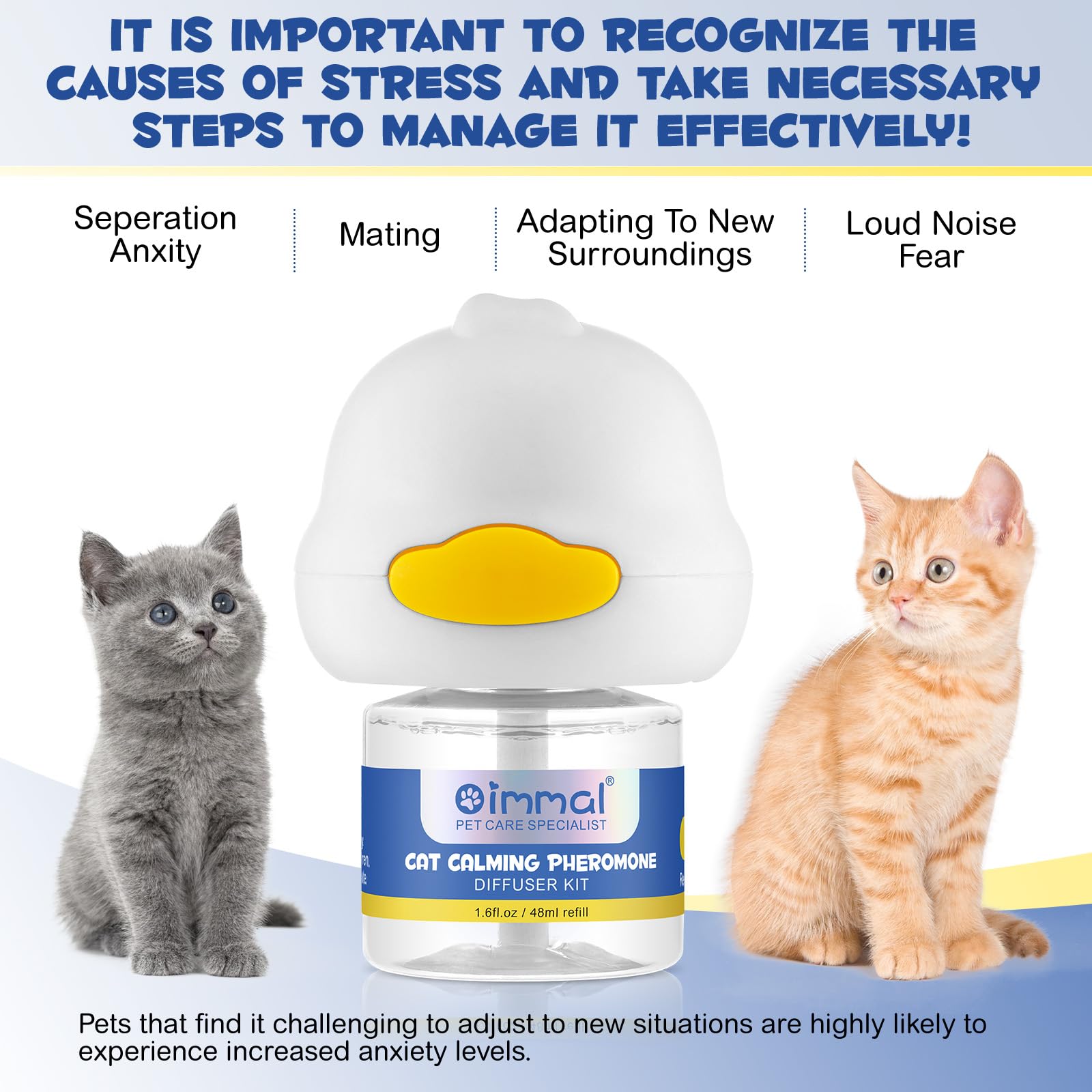 Calming Diffuser for Cats, Cat Calming Plug Diffuser - Cat Calming Pheromone Starter Kit Helps Ruduce Anxious, Anti-Stress & Comforts Cats, Pet Supplies Plug In Diffuser for Cats Anxiety Relief - 48ml