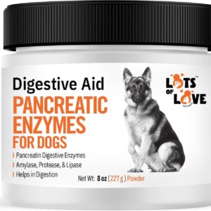 Lots of Love Bundle Set of 3 - Pancreatic Digestive Enzymes for Dog & Cat (8 oz Powder), Dog Probiotic Chewable Tablet (60 Tablets) and Brewer's Yeast Powder for Dogs for Healthy Skin and Coat (8 oz)